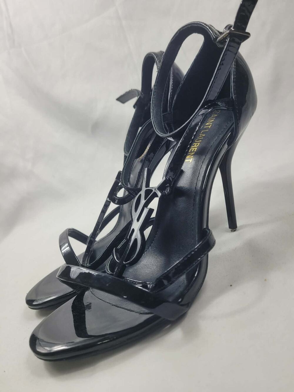 Saint Laurent YSL Black Cassandra Patent Leather Heels Stiletto Pumps Size 40